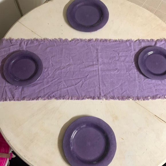 Hobby Lobby Purple Table Runner 14x72 in.2 11x11 Large Plates 2 small 9x9 Used - Picture 1 of 9
